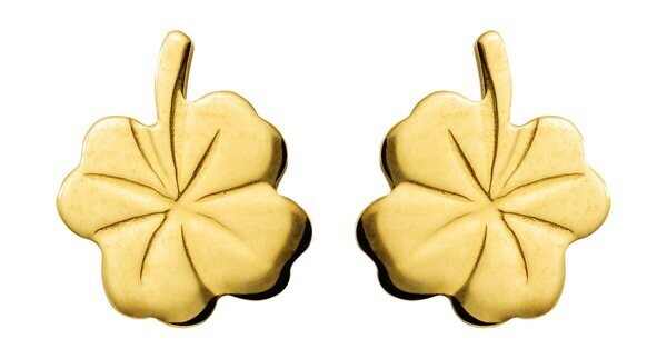Vierblättriges Kleeblatt Gold Ohrstecker als Glücksbringer