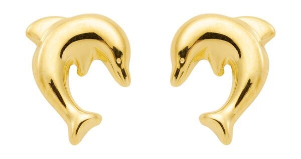 Delphin Ohrstecker in 333 Gold glänzend poliert 9 x 7 mm