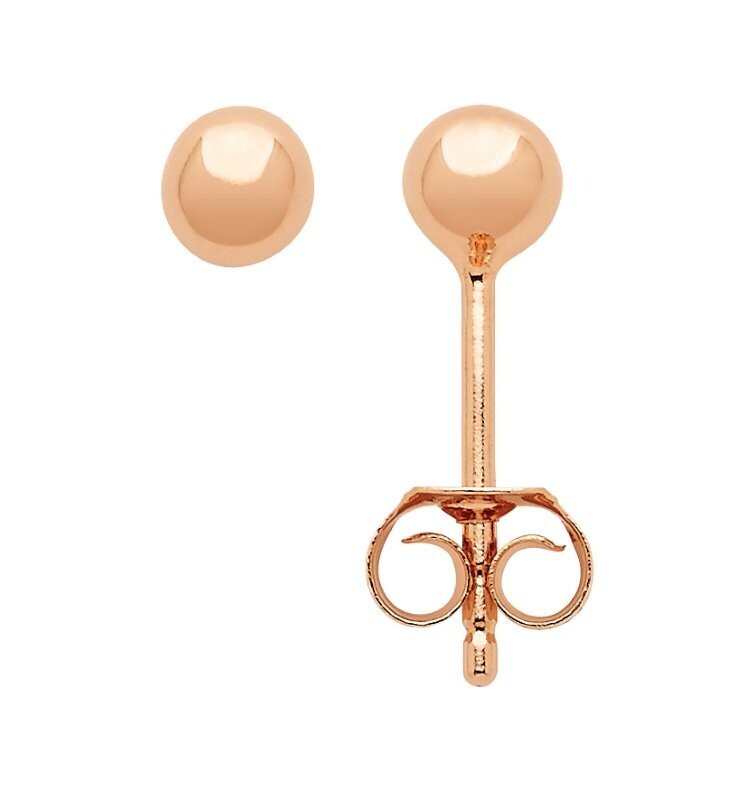 Kugel Ohrstecker rosé vergoldet 4 mm aus 925 Silber
