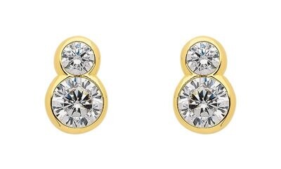 585 Gold Ohrstecker mit zwei Zirkonia Größe 5x7,6 mm