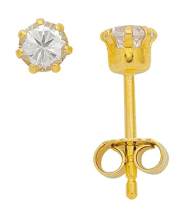 Gold Solitär Ohrstecker mit 4mm Zirkonia