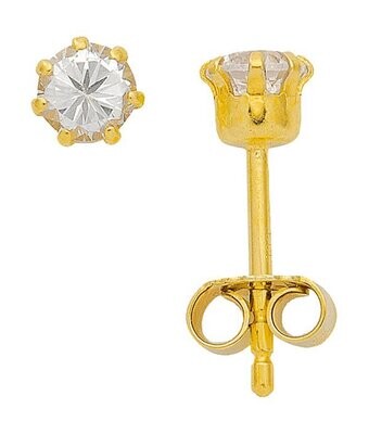 Gold Solitär Ohrstecker mit 4mm Zirkonia