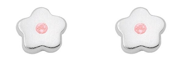 Silber Ohrstecker Blüte mit pink Zirkonia Kinderschmuck