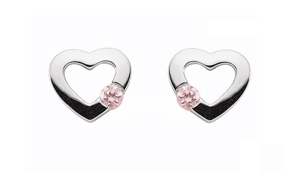 kleine Silber Herzen Ohrstecker pink farbigen Zirkonia