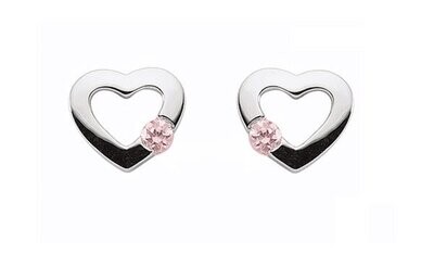 kleine Silber Herzen Ohrstecker pink farbigen Zirkonia