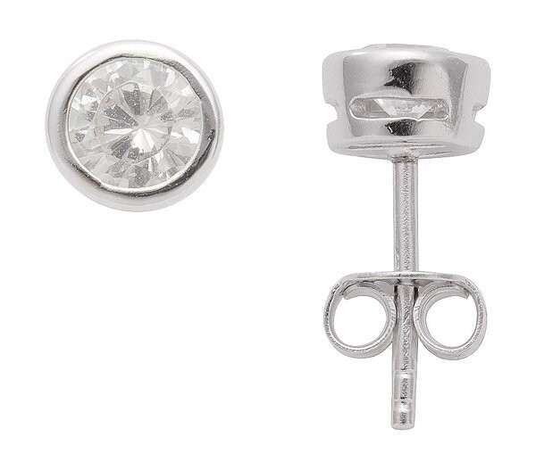 Herren Silber Ohrstecker Solitär mit Zirkonia 6,5 mm