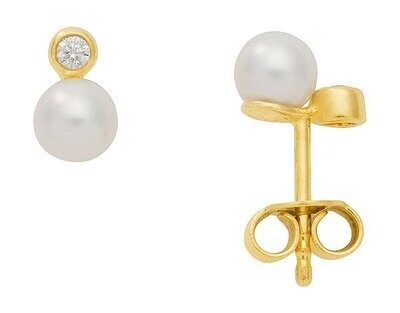 Perlen Ohrstecker mit 0,06 ct  Brillant