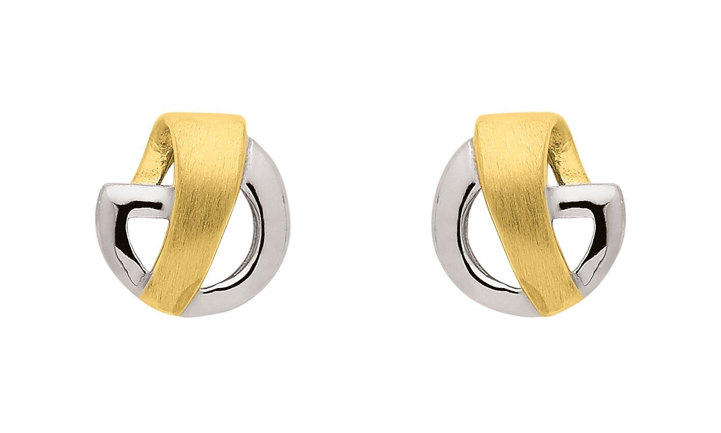 bicolor Gold Ohrstecker modern matt und glänzend