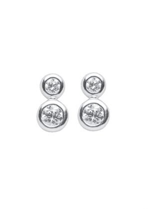 Silber Ohrstecker mit 2 Zirkonia Steinen