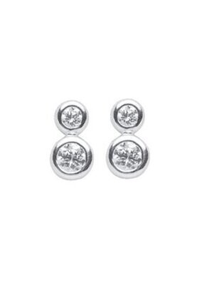Silber Ohrstecker mit 2 Zirkonia Steinen