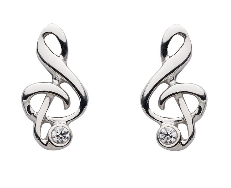 Notenschlüssel Silber Ohrstecker miut Zirkonia Notenschlüssel Silber Ohrstecker miut Zirkonia