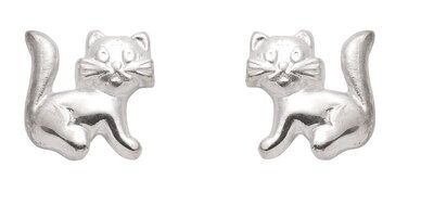 niedliche Katzen Ohrstecker in Silber für Kinder