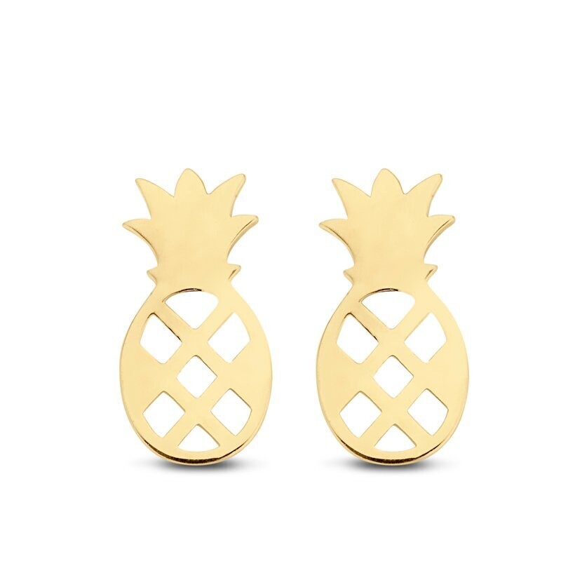 Ananas Gold Ohrstecker aus 585 Gold 9x5 mm