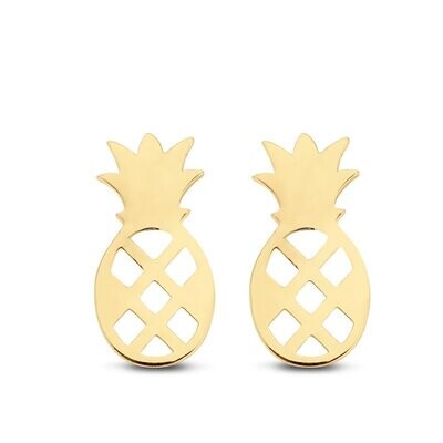 Ananas Gold Ohrstecker aus 585 Gold 9x5 mm