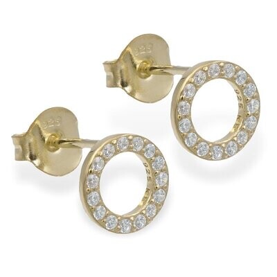 vergoldete Silber Ohrstecker Circle of Life mit 30 Zirkonia