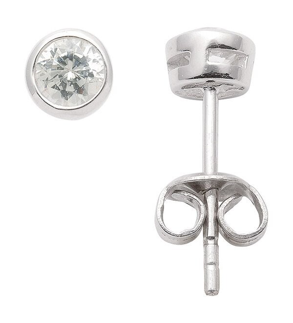 Silber Solitär Zirkonia Ohrstecker mit 5 mm Durchmesser Silber Solitär Zirkonia Ohrstecker mit 5 mm Durchmesser