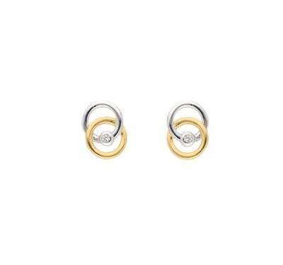 bicolor Kreis Ohrstecker aus 333 Gold