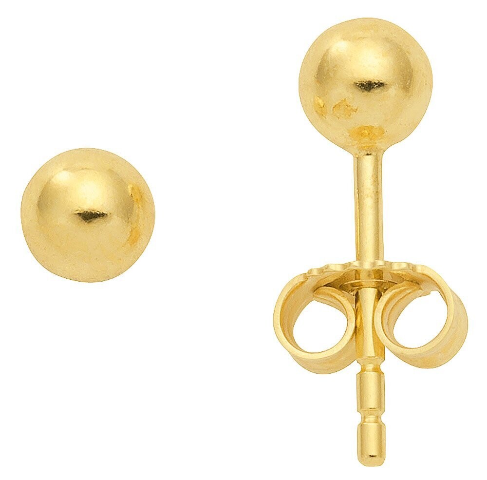 Silber Kugel Ohrstecker 6 mm vergoldet