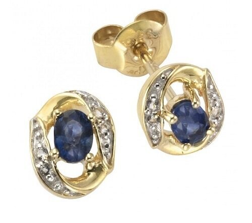 Blaue Gold Ohrstecker aus 375 Gold