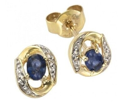 Blaue Gold Ohrstecker aus 375 Gold