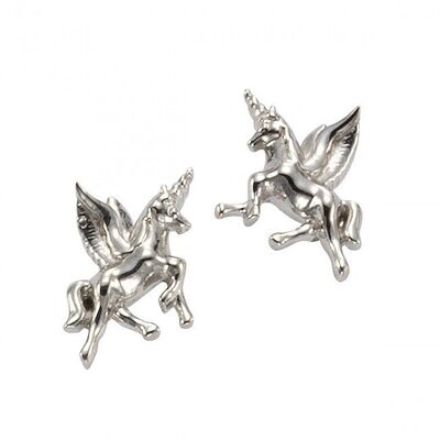 Fliegendes Einhorn als Ohrstecker aus 925 Silber poliert