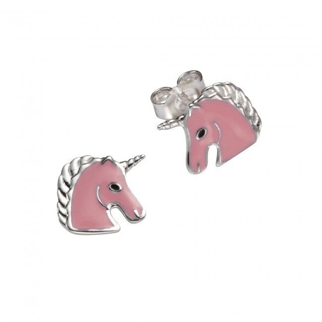 Pinker Einhorn Ohrstecker aus 925 Silber Kinderschmuck