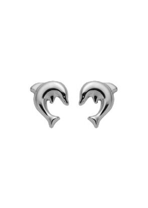 Niedliche 925 Silber Delphin Ohrstecker in der Größe 6x8 mm