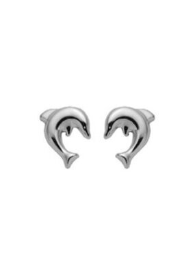 Niedliche 925 Silber Delphin Ohrstecker in der Größe 6x8 mm