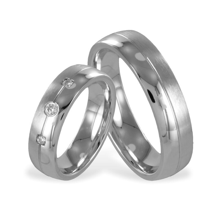 Silber Freundschafsring Paar teilmattiert mit 3 Zirkonia