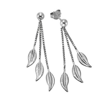 Feder Ohrhänger hochglanz aus 925 Silber mit Stecker