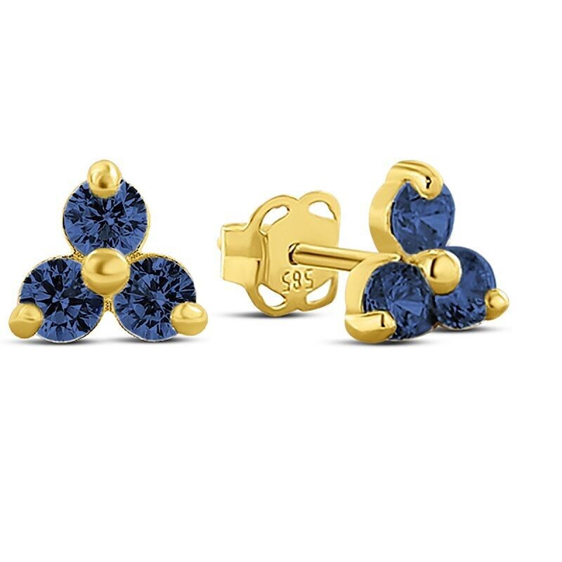 Kleine blaueOhrstecker 585 Gold
