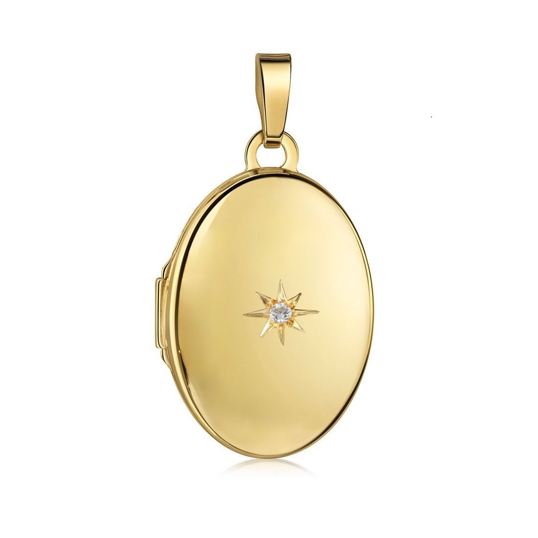 ovales Gold Medaillon mit Zirkonia