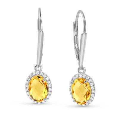Ohrhänger Gelb mit Zirkonia in Silber