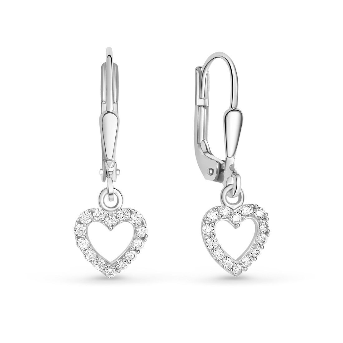 Herz Ohrhänger 925 Silber mit Zirkonia