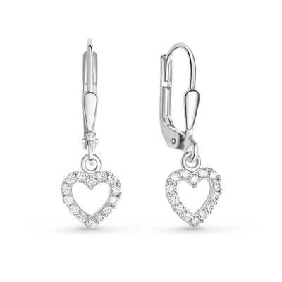Herz Ohrhänger 925 Silber mit Zirkonia