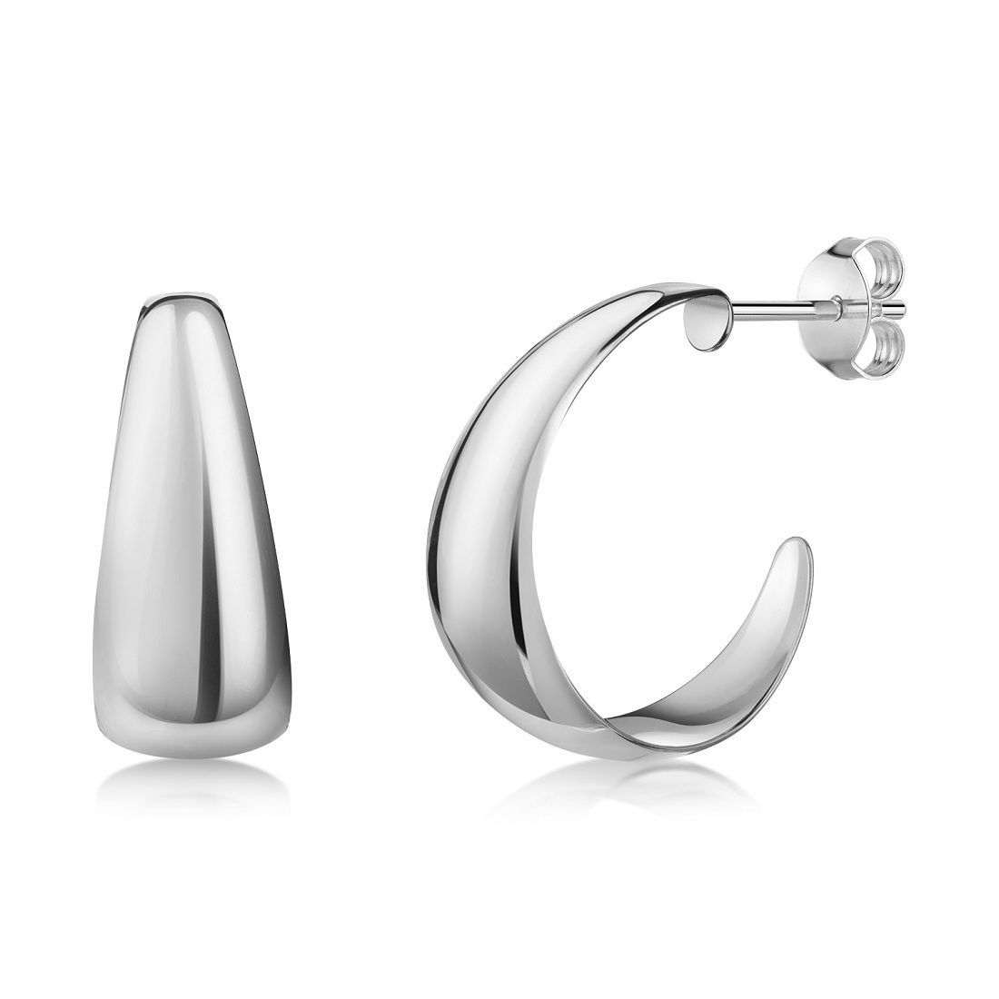 Geschwungener 925 Silber Ohrstecker Creolen Design