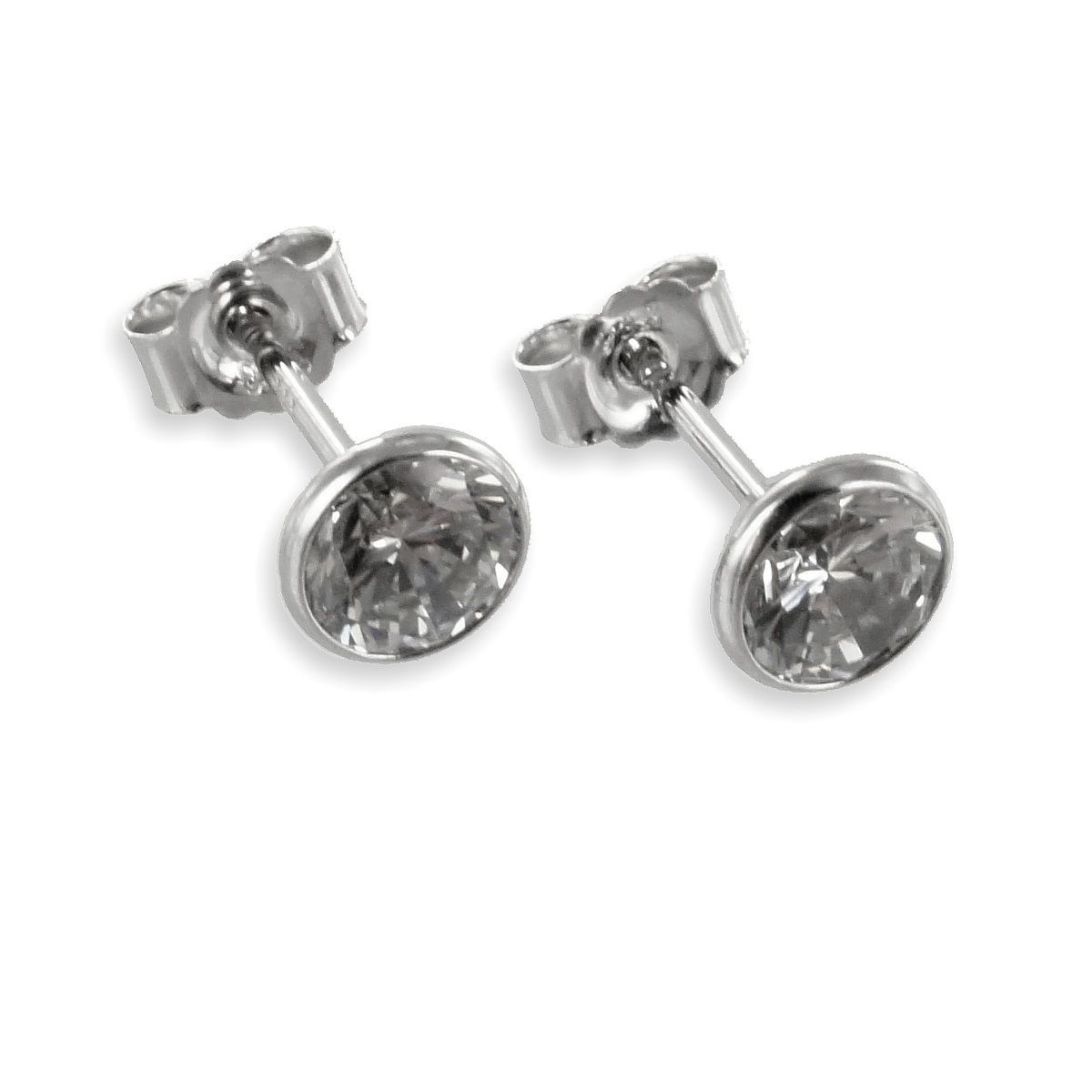 Weißgold Solitär Ohrstecker mit Zirkonia 5 mm