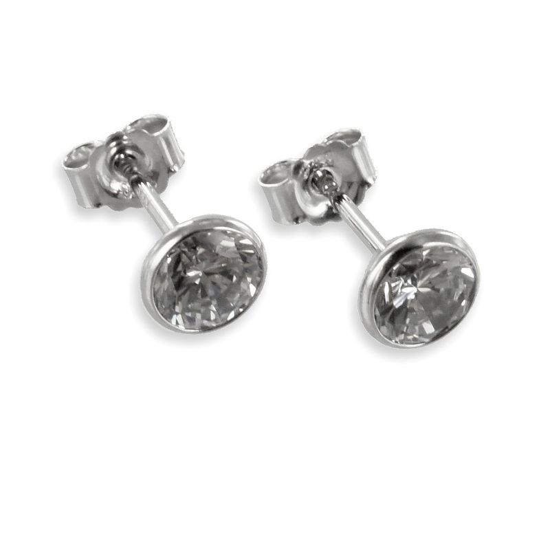 Weißgold Solitär Ohrstecker mit Zirkonia 5 mm Weißgold Solitär Ohrstecker mit Zirkonia 5 mm
