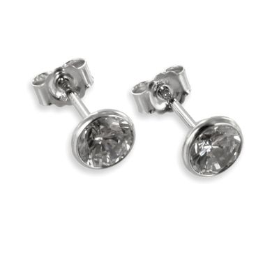 Weißgold Solitär Ohrstecker mit Zirkonia 5 mm