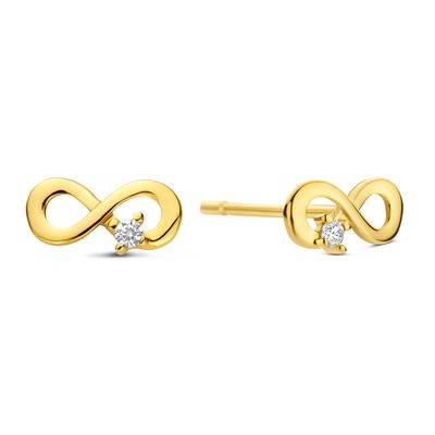 585 Gold Ohrstecker Infinity Form mit Zirkonia
