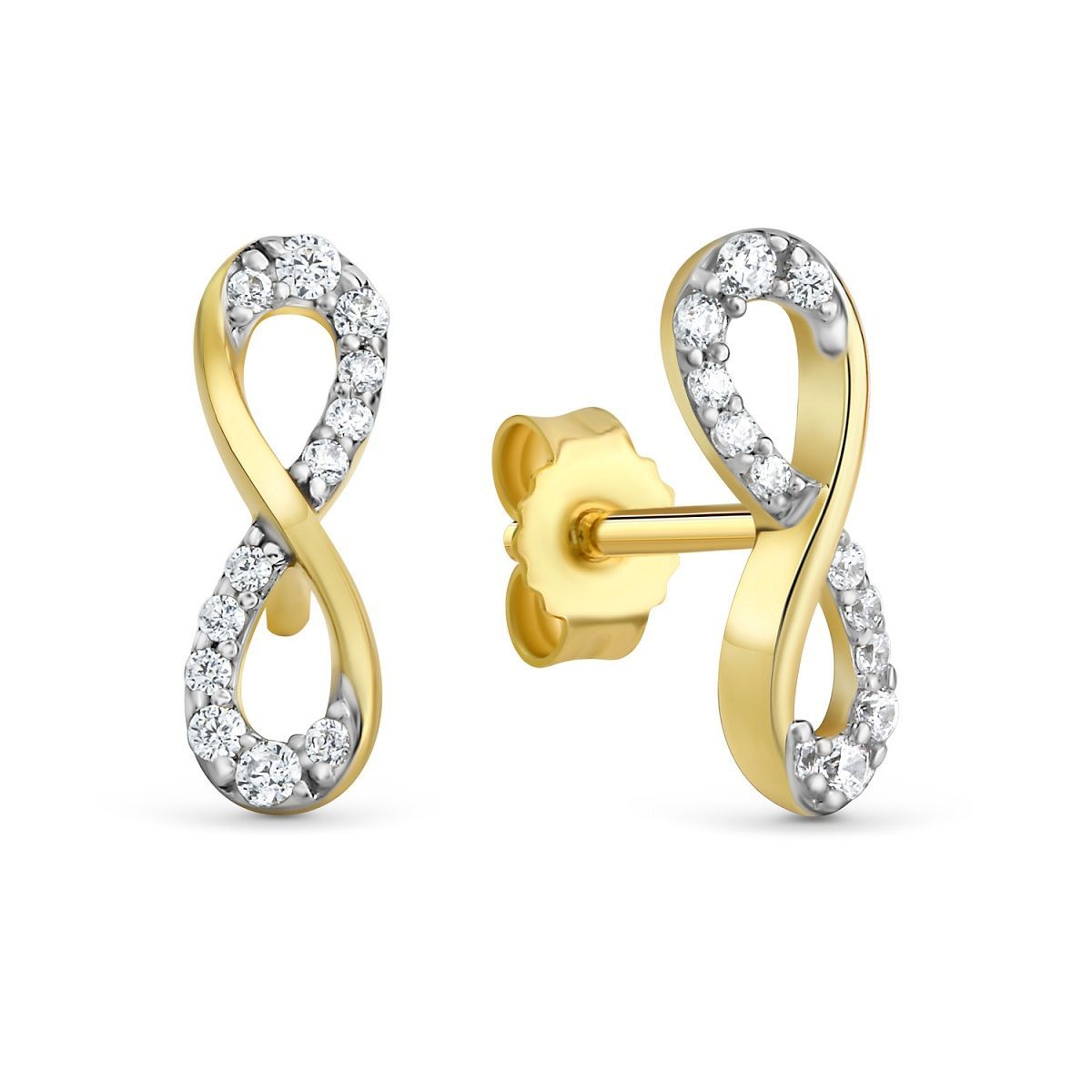 585 Gold Ohrstecker Infinity Form mit 24 Zirkonia
