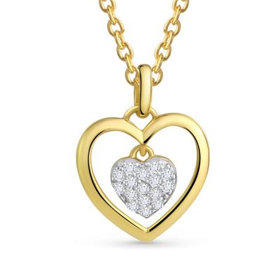 Herz Gold Kettenanhänger mit Zirkonia