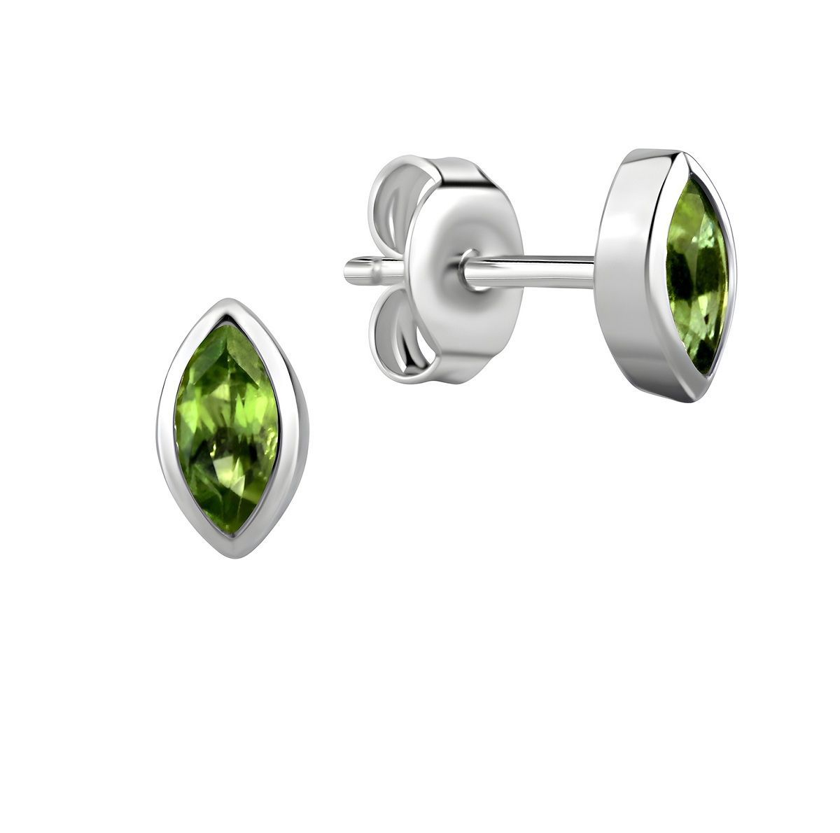 Silber Ohrstecker mit grünen Peridot Stein