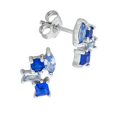 Silber Ohrstecker mit blauen Zirkonia