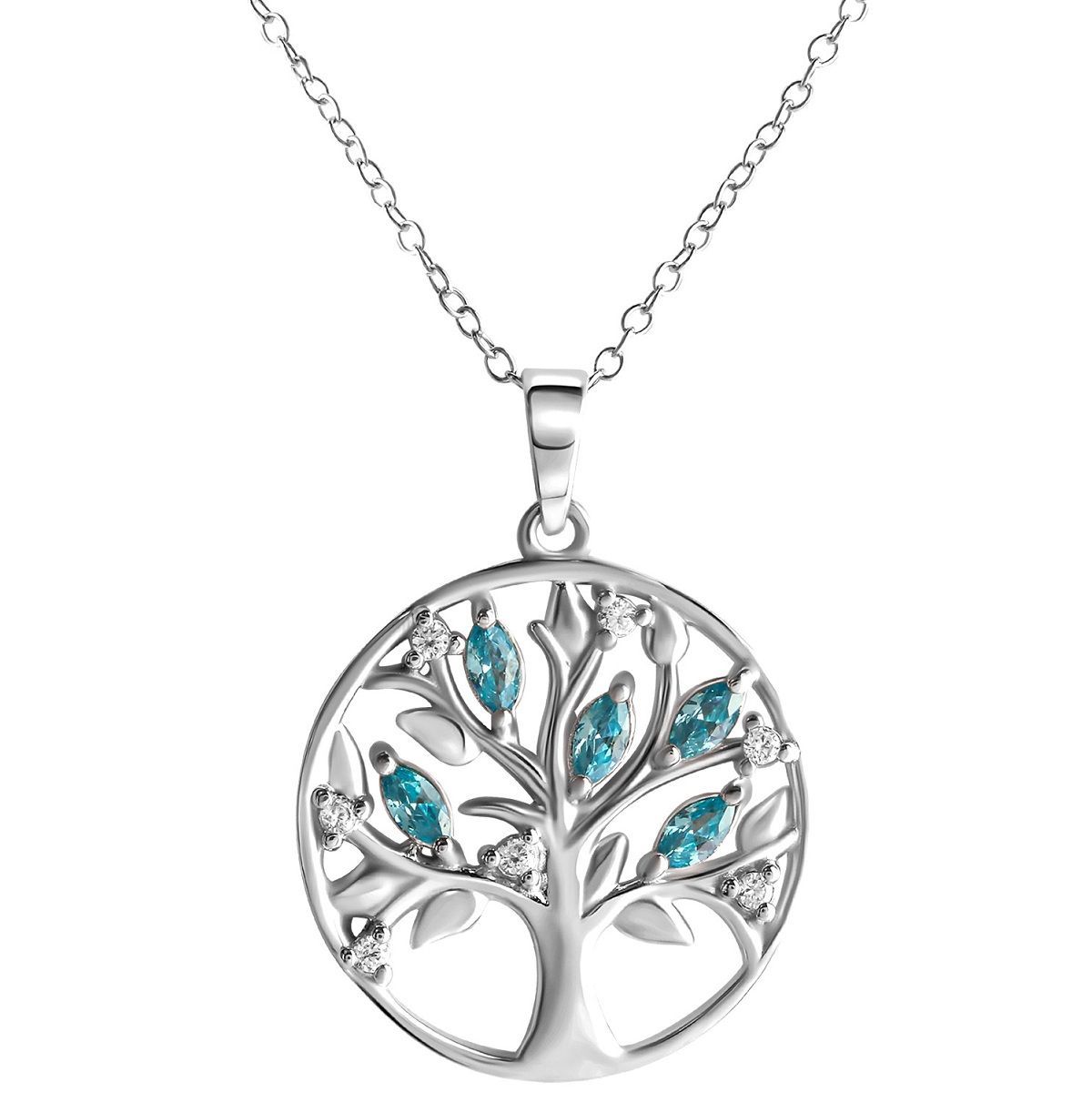 Silber Lebensbaum Anhänger mit Kette