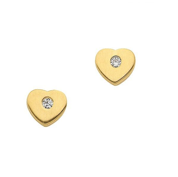 Herz Gold Ohrstecker mit zentralen Zirkonia