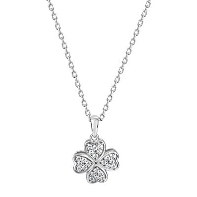 Silber Kleeblatt Anhänger mit Kette