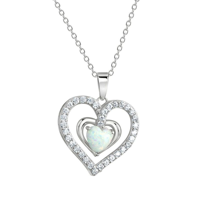 Silber Collier mit kleinen Opal Herz Anhänger Silber Collier mit kleinen Opal Herz Anhänger