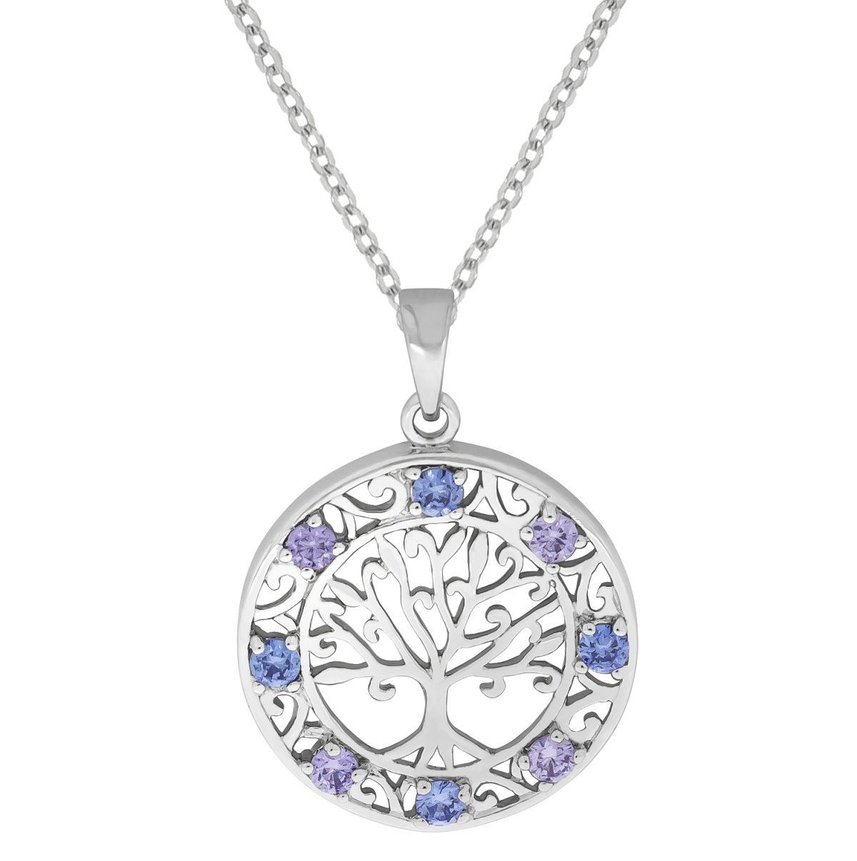 Lebensbaum Anhänger in 925 Silber & Ankerkette