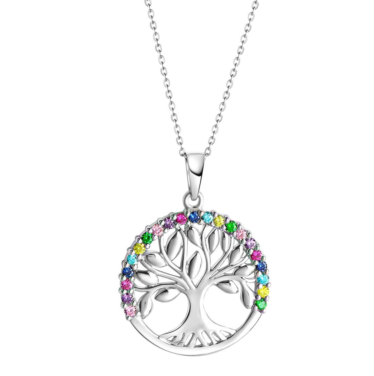 Lebensbaum Anhänger in 925 Silber & Ankerkette